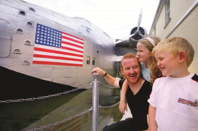 Family enjoying the Foynes Flying Boat Museum, Foynes
